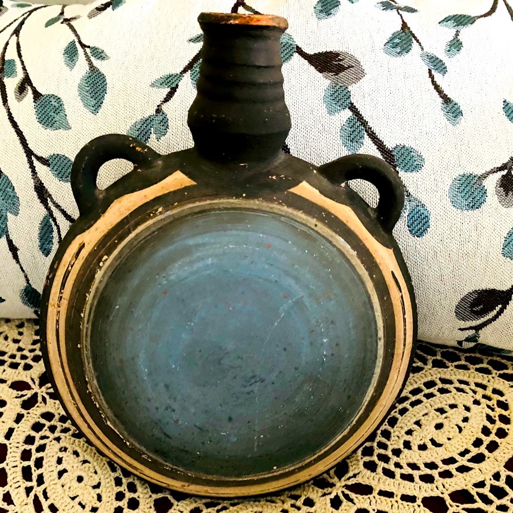 Vintage Pilgrim Flask Terracotta Clay Artifact
